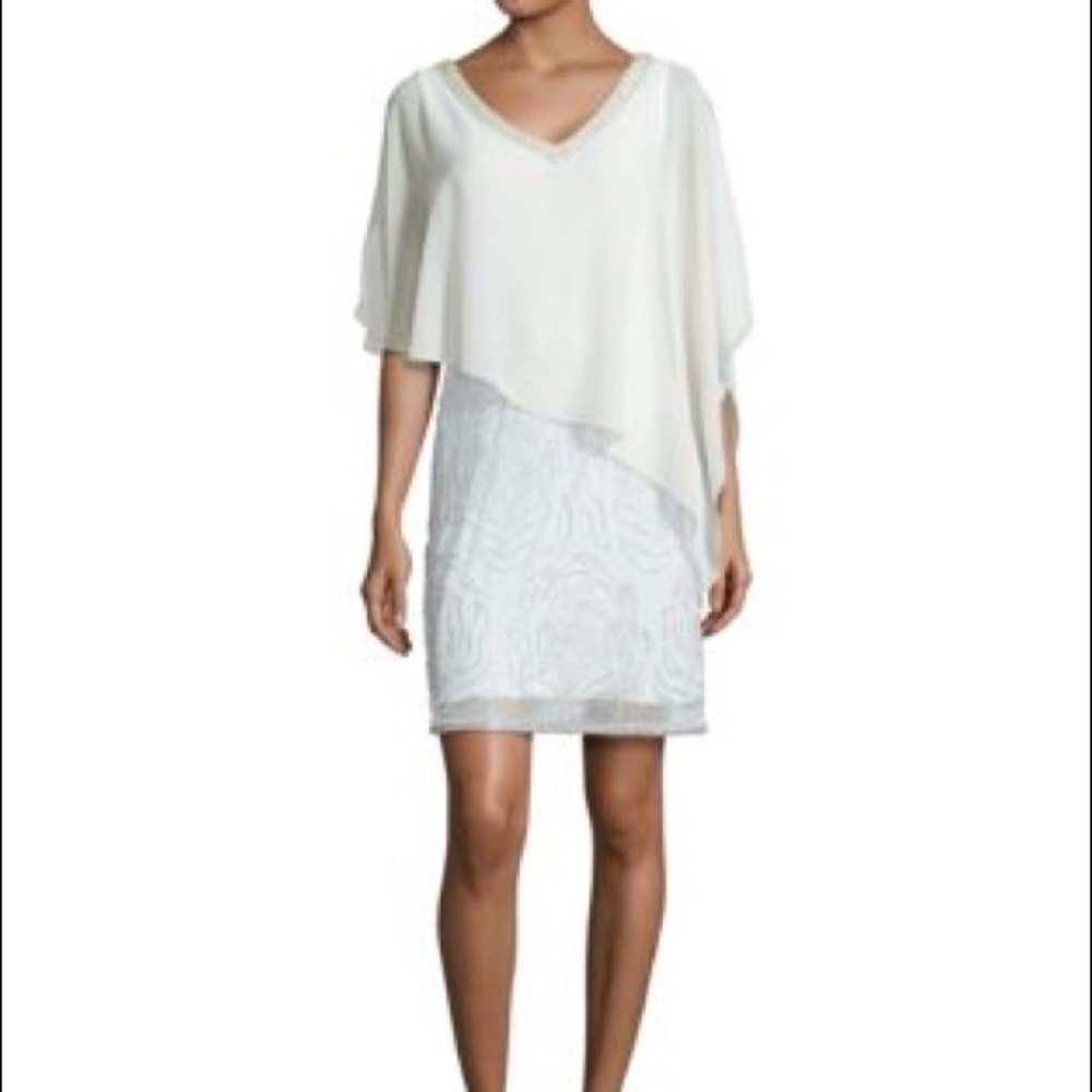💛HOST PICK💛 J Kara Beaded Asymmetric Chiffon Overlay Dress 👰